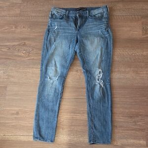 Express Blue Distressed Skinny Jeans